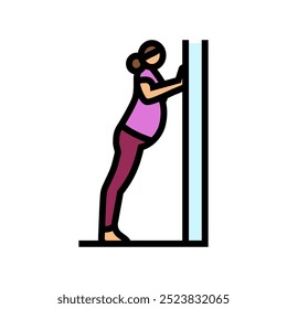 parede empurra para cima grávida fitness cor ícone vetor. parede empurra para cima grávida fitness sinal. isolado símbolo ilustração