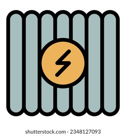 Wall radiator icon outline vector. Electric heater. Valce pump color flat