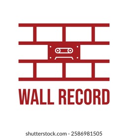 wall record flat minimalist logo design