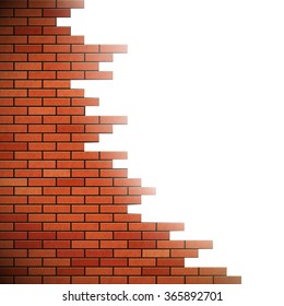 Wall of red brick. Hole in the wall. Stock vector illustration.