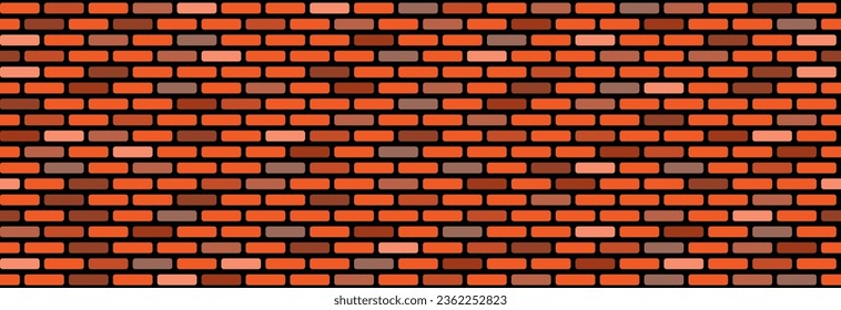 A wall of red bricks with different shades on a black background. Seamless pattern.