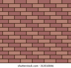 Wall of red and pink bricks. Vector, seamless texture