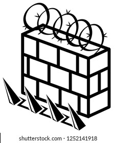 Wall reinforced security stencil black, vector illustration, horizontal, isolated