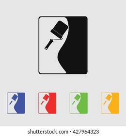 Wall with roller paint vector icon
