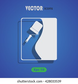 Wall with roller paint vector icon