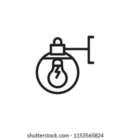 Wall sconce line icon. Lightbulb inside glass sphere fixed on wall. Light concept. Can be used for topics like electricity, exterior, streetlight