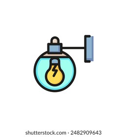 Wall sconce line icon. Lightbulb inside glass sphere fixed on wall. Light concept. Can be used for topics like electricity, exterior, streetlight