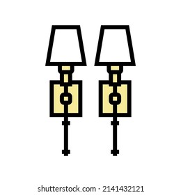 Wall Sconce Set Color Icon Vector. Wall Sconce Set Sign. Isolated Symbol Illustration