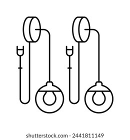 wall sconces bedroom interior line icon vector. wall sconces bedroom interior sign. isolated contour symbol black illustration
