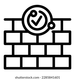 Vector de contorno de icono de protección de pared. Policía de seguridad. Seguridad informática