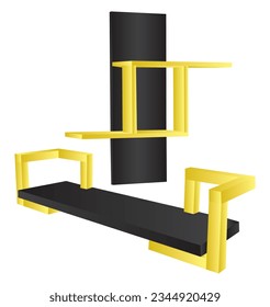 diseño de estante de pared de oro negro