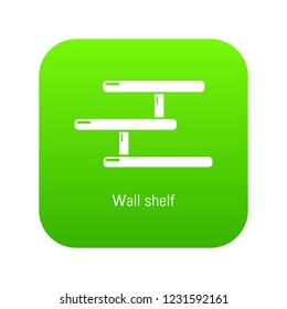 Wall shelf icon green vector isolated on white background