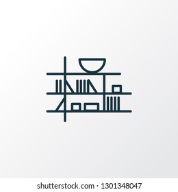 Wall shelf icon line symbol. Premium quality isolated bookshelf element in trendy style.