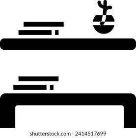 Wall Shelf solid and glyph vector illustration