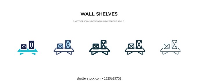 wall shelves icon in different style vector illustration. two colored and black wall shelves vector icons designed in filled, outline, line and stroke style can be used for web, mobile, ui