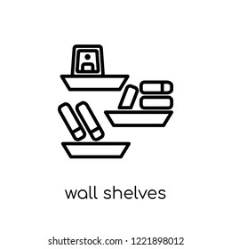 wall shelves icon. Trendy modern flat linear vector wall shelves icon on white background from thin line Furniture and household collection, outline vector illustration