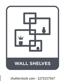 wall shelves icon vector on white background, wall shelves trendy filled icons from Furniture and household collection, wall shelves simple element illustration