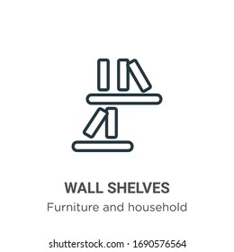 Wall shelves outline vector icon. Thin line black wall shelves icon, flat vector simple element illustration from editable furniture and household concept isolated stroke on white background
