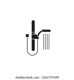 Wall shower black vector concept icon. Wall shower flat illustration, sign