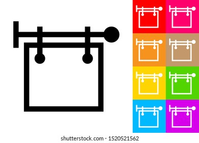 Wall Sign. Line Icon With Different Color Background.