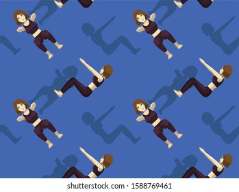 Wall Sit Manga Cartoon Vector Seamless Background Wallpaper-01