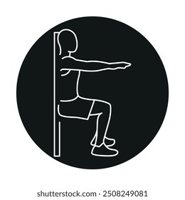 Wall sits line icon. Vector isolated element. Editable stroke.