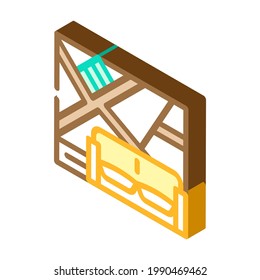 wall with slanting shelves isometric icon vector. wall with slanting shelves sign. isolated symbol illustration