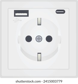 Wall socket and electric plug, vector