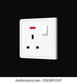 Wall socket flat vector design isolated on black background