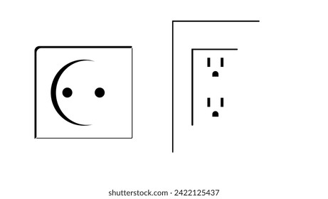 Wall Socket sign, black isolated silhouette