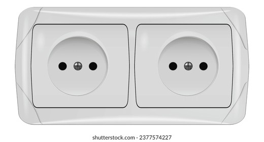 Wall socket without child safety lock. Realistic vector. Vector illustration on a white background.