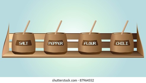 Wall spice rack with condiments