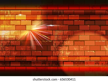 The wall, spot light by night 