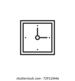 Wall square clock line icon, outline vector sign, linear style pictogram isolated on white. Symbol, logo illustration. Editable stroke