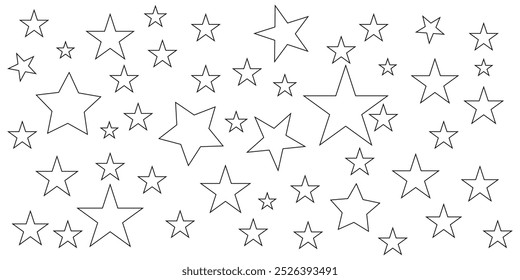 Wall sticker set. 50 ‍stars stencil template vector illustration.