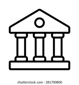 Wall Street Bank, Online Banking Or Financial Institution Line Art Vector Icon For Apps And Websites