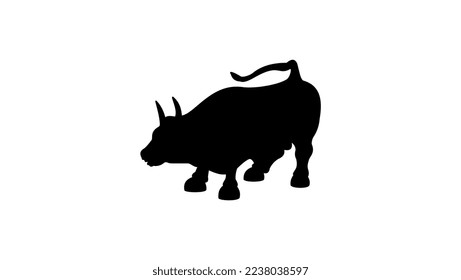 Wall Street Bull  realistic black silhouette profile