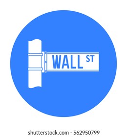 Wall Street Sign Icon In Black Style Isolated On White Background. Money And Finance Symbol Stock Vector Illustration.