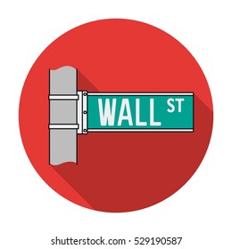 Wall Street sign icon in flat style isolated on white background. Money and finance symbol stock vector illustration.