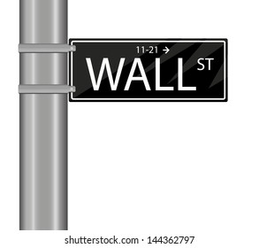 Wall Street Sign isolated on white,EPS 10 Vector illustration.