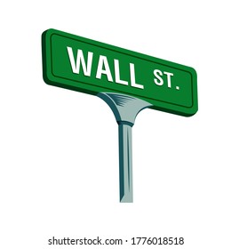 Wall street sign in New York, vector illustration