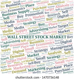 Wall Street Stock Market word cloud. Vector made with text only