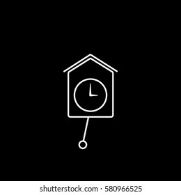 Wall Striking Clock Line Icon On Black Background