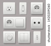 Wall switch. Power electrical socket electricity turn of and on plug vector realistic pictures. Electrical plug electric, power electricity sockets illustration