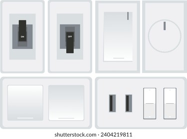 Wall switch. Power electrical switch. USB Charging on switch. Light switch. Vector illustration