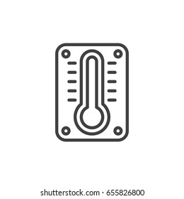 Wall thermometer line icon, outline vector sign, linear style pictogram isolated on white. Symbol, logo illustration. Editable stroke. Pixel perfect