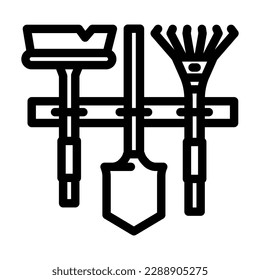 wall tool holder garage tool line icon vector. wall tool holder garage tool sign. isolated contour symbol black illustration