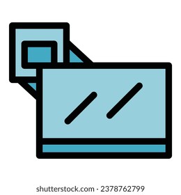 Wall tv icon outline vector. Mount bracket. Vesa display color flat