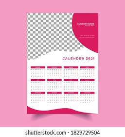 Diseño del Calendario de vectores de pared 2021
