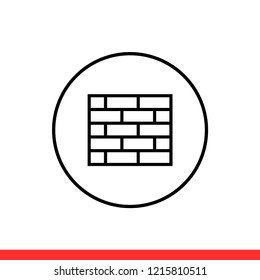 Wall vector icon, build symbol. Simple, flat design for web or mobile app